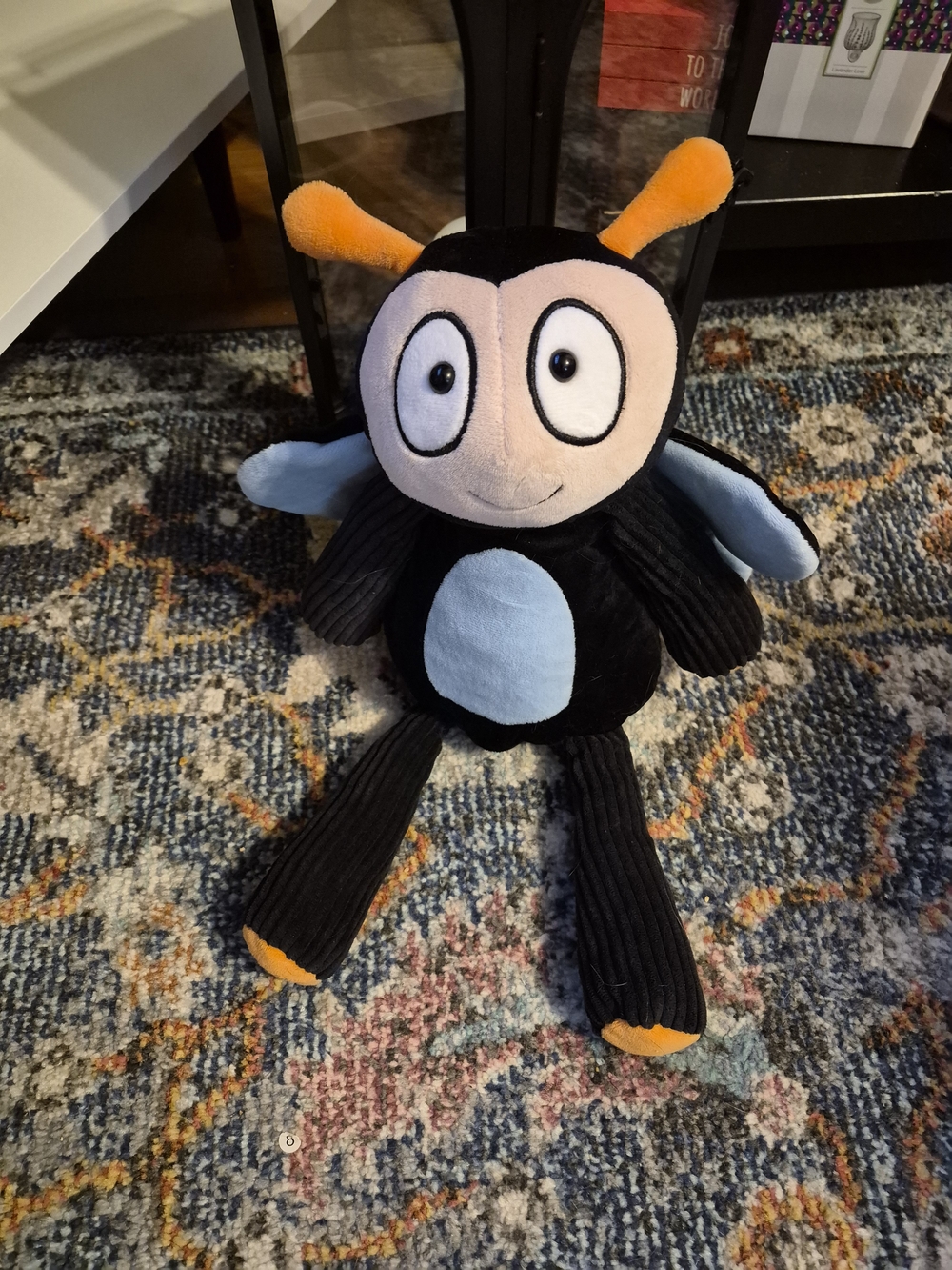 Scentsy Black Plush Butterfly with Light Blue Accents and Orange Antennae